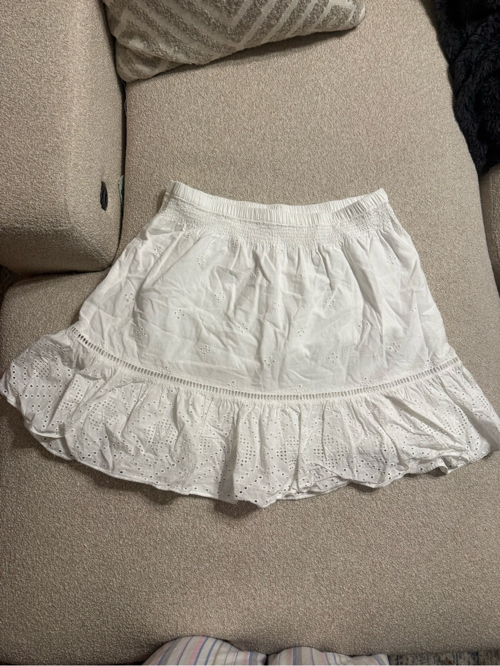 Madewell White Eyelet Ruffle Skirt